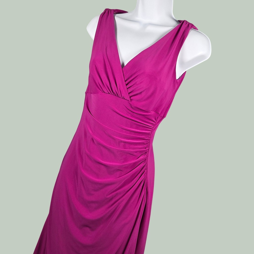 NEW Lauren Ralph Lauren Women 8 Ruched Sheath Dress Magenta Sleeveless Career